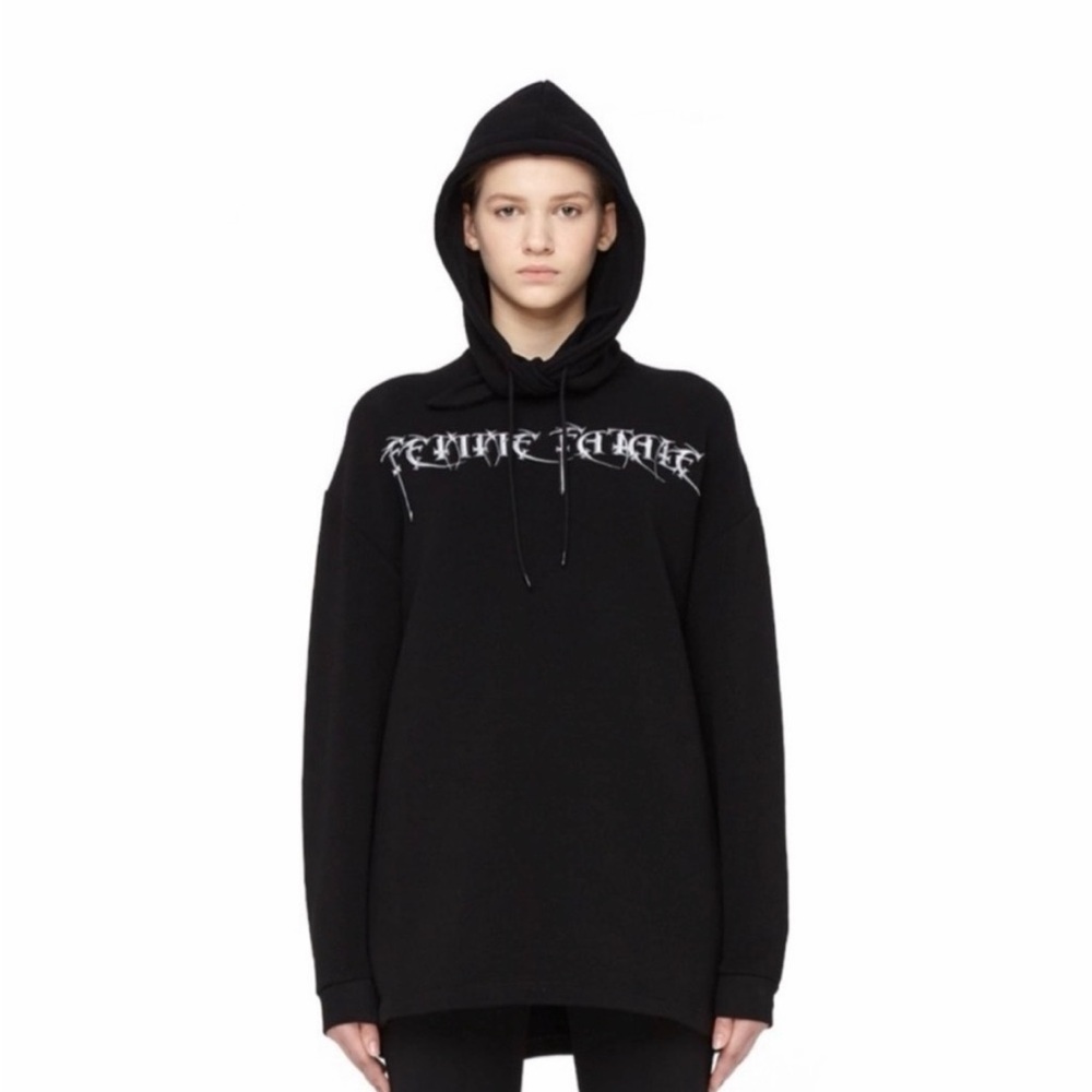 Balenciaga Femme Fatale Black Embroidered Hoodie